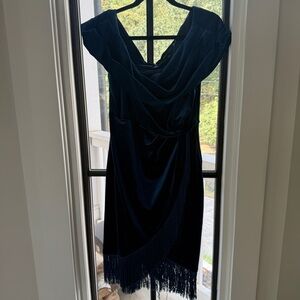Elegant Navy Blue Velvet Dress